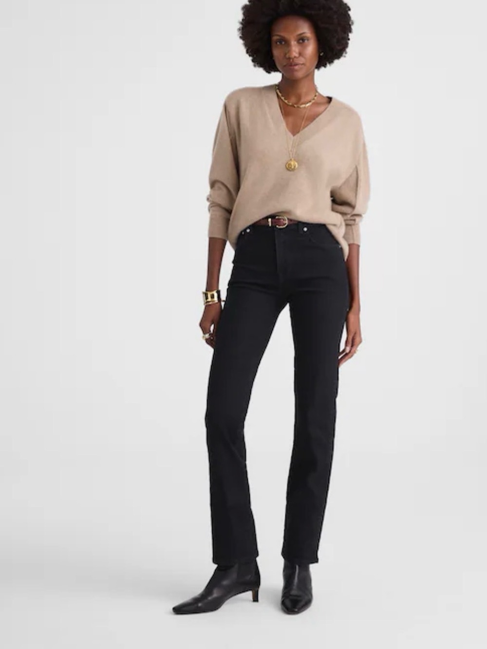 Petite High-Rise Straight Black Jeans